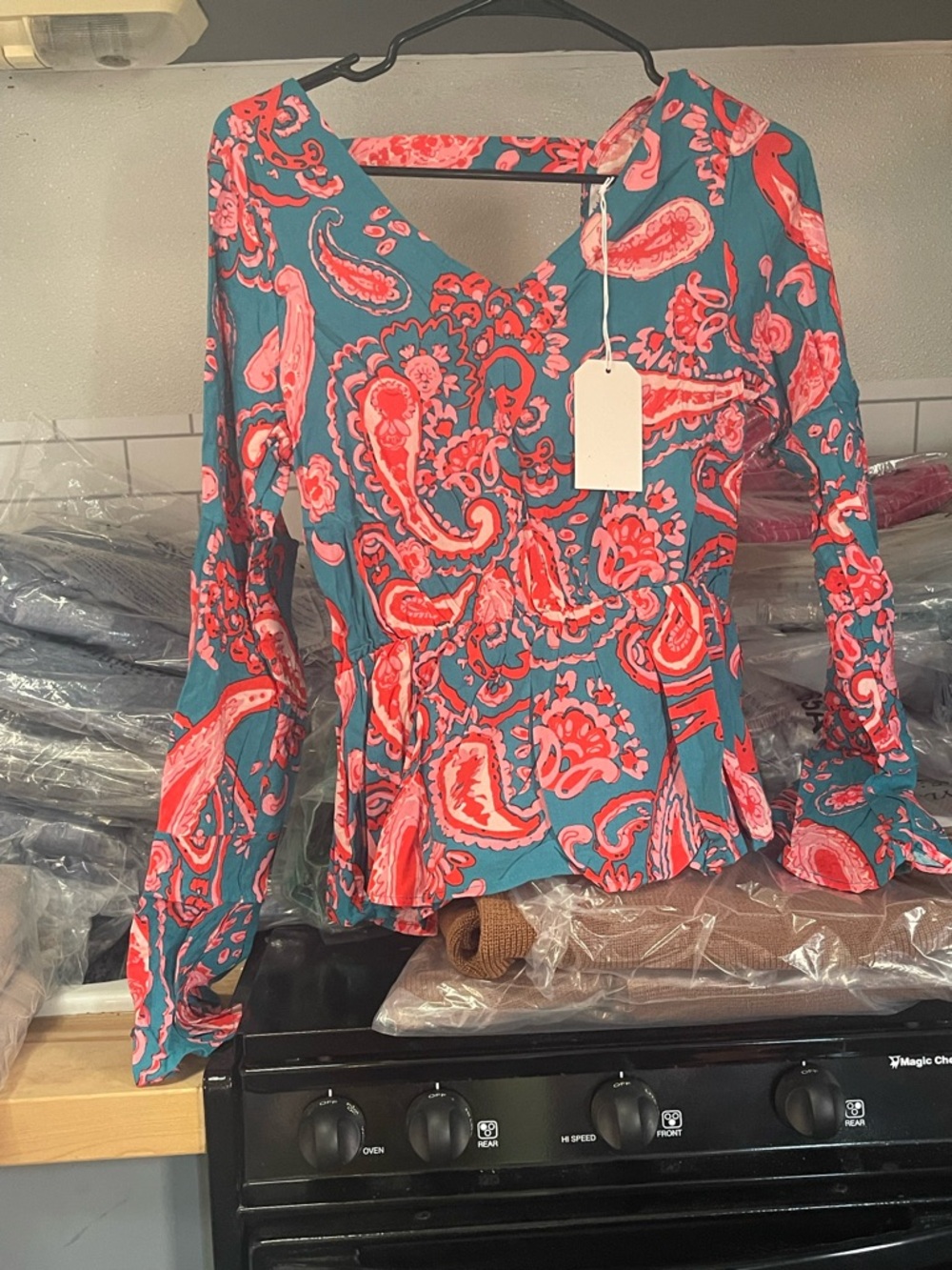 Teal Paisley Peplum Blouse - Emily Wonder